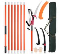 Sierra de podar con mango telescópico, altura regulable de 8 m, 2,24-8,24 m, hoja telescópica de acero al carbono con bolsa de transporte y 2 hojas de corte