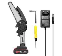 Sierra de podar eléctrica portátil de 21 V de 6 pulgadas, pequeña sierra de cadena de madera para troncos, motor de cepillo, herramienta para trabajar la madera con una sola mano para huertos de