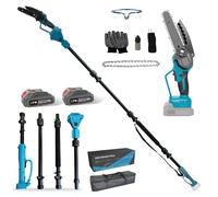 Sierra de podar profesional compatible con Makita 18 V, 6 pulgadas, sin escobillas, 2 en 1, con mango telescópico y telescópico, sierra de podar eléctrica, altura de trabajo de 4,5 m (con 2 baterías)