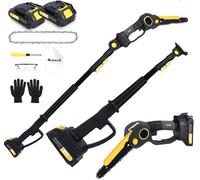 Sierra de poste eléctrica 2 en 1 inalámbrica para podar árboles y mini motosierra, sierra de poste extensible de 5 a 8 pies, podadora de motosierra de mano mínima con poste de extensión y 2 baterías