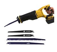Sierra de sable con batería para Dewalt de 18 V, 3500 rpm, velocidad variable con 4 hojas de sierra para cortar madera, metal y plástico (sin batería) (amarillo, para Dewalt)