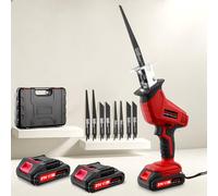 Sierra de sable y sierra recíproca inalámbrica YELYEE de 21 V, 4000 RPM con 2 baterías de 2,0 Ah, 8 hojas de sierra para madera y metal, sierra de mano eléctrica para obras de construcción y jardines.