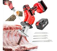 Sierra EléCtrica De Mano Para Huesos - Luz Led + 4 Hojas De Sierra, Sierra Alternativa InaláMbrica - BateríA De Litio De 6,0 Ah, Para Huesos, Carne, Madera, Metal, PláStico