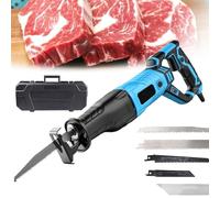Sierra eléctrica para huesos azul de 1300 W, sierra para huesos de carnicero manual con hoja de sierra, cuerpo giratorio de 180 °, velocidad infinitamente variable, utilizada para cortar carne
