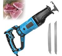 Sierra eléctrica para Huesos de 900 W, Sierra para Cortar Carne para carnicería y Uso doméstico, con 2 Hojas de Acero Inoxidable, Color Azul. (1050W)