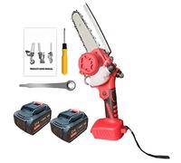 Sierra eléctrica sin escobillas de 6 pulgadas con engrasador, sierra de madera de poda portátil inalámbrica for batería, Mini motosierra, herramientas eléctricas de jardín Para cortar y desbarbar(6 In