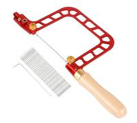 Sierra en forma de U de 3 pulgadas con alambre dentado y cuerpo de aleación de aluminio, adecuada para carpintería y proyectos de bricolaje. Cuenta con tuercas de perilla de fácil operación para un