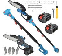 Sierra inalámbrica de poste 6.6Ft, sierra de largo alcance y motosierra portátil 6 '', cabeza ajustable de 90 ° 2 * 3.0 Ah batería recargable motosierra eléctrica de extensión de poste 4 * cadena
