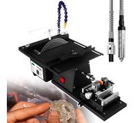 Sierra lapidaria para joyería, mini sierra lapidaria, sierra de mesa para pulir joyas, superficie de trabajo grande de 50 × 25 cm, sierra lapidaria multifuncional para pulir, grabar, taladrar y puli