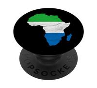 Sierra Leone Flag Africa Continent Silhouette Sierra Leoner PopSockets PopGrip Adhesivo