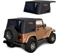 Sierra Offroad Soft Top for 1997 to 2006 Jeep Wrangler TJ - Black, Denim Vinyl - 2 Door Jeep Soft Top with Rear Plastic Tinted Windows - Factory Precision Fit Replacement - No Upper Door Skins