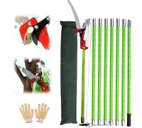 Sierra para ramas altas, Podadora de árboles de 2 m con pértiga extensible, recortadora manual de ramas con bolsa de transporte(6m+scissor)