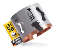 Sierra perforadora HM de 76 mm para madera, azulejos, fibrocemento, yeso, hormigón celular, plásticos, perforadora/sierra circular de perforación, profundidad de corte 58 mm, rosca M16, sin inclusión
