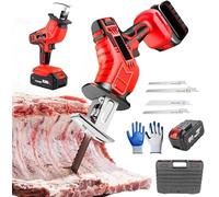 Sierra portátil para Huesos con 4 Hojas, cortadora eléctrica recíproca para Carne, Madera, Metal y plástico, con Mango ergonómico para Uso doméstico y Comercial.