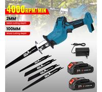 Sierra Recíproca Eléctrica Inalámbrica de 100 mm, 3000 rpm, Velocidad Variable, Herramienta de Corte de Metal y Madera, Sierra Eléctrica para Batería Makita de 18 V With 1XBattery