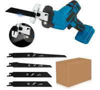 Sierra Recíproca Eléctrica Inalámbrica de 100 mm para Metal y Madera, con Velocidad Variable de 3000 rpm, Herramienta de Corte, Sierra Eléctrica para Batería Makita de 18 V With 2 Battery