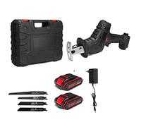 Sierra recíproca inalámbrica 88VF, 4 cuchillas, sierra eléctrica recargable, Kit de herramientas carpintería for cortar Metal con batería iones litio,Maquinaria eficiente(88V 2battery EU PLUG)