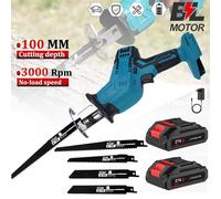 Sierra Recíproca Inalámbrica, Sierra de Sable Eléctrica Compatible con Baterías Makita, 3000 RPM, Velocidad Variable, para Cortar Metal y Madera With 2XBattery