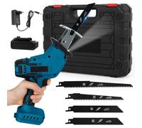 Sierra Sable a Batería Compatible con Makita 18V, Sierra de Sable con 4 Hojas, Cerradura de Seguridad y Luz LED, para Metal, Madera, Tuberías de PVC, Poda de Árboles (Con batería de 1.5 Ah y cargador)