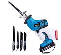 Sierra Sable a Batería, KATSU FIT-BAT 21V Sierra Alternativa Inalámbrica, con 2,0Ah Batería y 4 Hojas de Sierra, Sierra Eléctrica para Metal Madera Tubería de PVC Poda de árboles