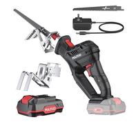 Sierra Sable Inalámbrica,PULITUO 20V Sierra Alternativa Compacto con Mordaza de Sujeción,batería 2000mAh y Cargador,Velocidad Variable 0-3000RPM Sierra de sable,LED,Ideal para Cortar Madera y Metal