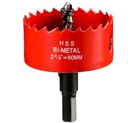Sierras de Corona 60 mm, M42 HSS Bi-Metal Coronas Perforadoras con Adaptador y Broca Piloto Profundidad de Corte 27 mm, Abridor de Agujero para Metal Aluminio Madera PVC Plástico/Rojo