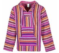 Siesta Baja Sudadera con Capucha - Sudadera con Capucha Mexicana Hippie Festival Jumper para Hombre y Mujer (Raya Rosa, L)