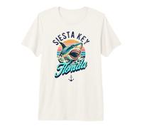 Siesta Key Beach Florida USA Shark Diseño Retro Envejecido Camiseta Premium