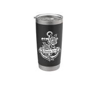 Siesta Key Florida Anchor Roses Vintage Arte náutico Vaso térmico de acero inoxidable de doble pared