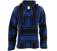 Siesta Sudadera con capucha Mexicana Baja Jerga - Azul y Negro (Mediano), Blue Black, M