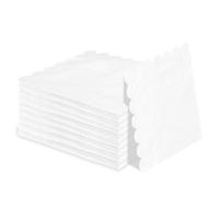 SietDESEO 50 servilletas de cóctel festoneadas blancas de 3 capas, papel desechable de 5 x 5 pulgadas para cena, boda, fiesta de cumpleaños, postre