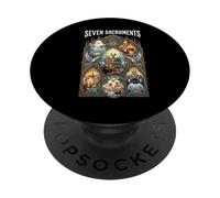 Siete Sacramentos Santa Iglesia Católica PopSockets PopGrip Adhesivo