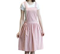 SIFANGPING Delantal de cocina para el hogar, delantal de lino y algodón, vendaje cruzado, ropa de trabajo para jardín, catering para hornear, restaurante comercial, pintura, tallado de ropa (Rosa)