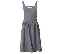 SIFANGPING Delantal de cocina para el hogar, delantal de lino y algodón, vendaje cruzado, ropa de trabajo para jardín, catering para hornear, restaurante comercial, pintura, tallado de ropa (Gris)