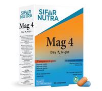 Sifar Nutra Mag 4 Day&Night |Magnesio Completo|Cuatro Sales de Magnesio elemental y Vitamina B6 |Suplemento contra el estrés y la fatiga|Sin Gluten ni Lactosa |Comprimidos Día y Noche|60 comprimidos