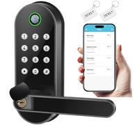 Sifely Cerradura inteligente para puerta delantera, huellas dactilares y entrada de teclado, color negro