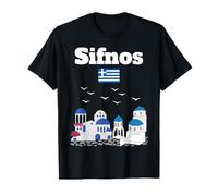 Sifnos Isla Griega Recuerdo Arquitectura griega Bandera de Grecia Camiseta