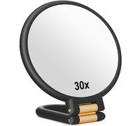 Sifolo Espejo de Aumento de 30x, Espejos de Mano de Viaje con asa, Espejo de Mano de Doble Cara con Aumento de 1 x 30 x y Mango/Soporte Ajustable, Espejo de Viaje Plegable de Mano para Maquillaje