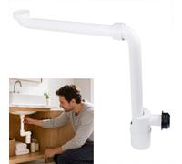 Sifón Ahorrador de Espacio para Lavabo y Cocina, Desagüe Flexible 1 1/4" Antiolores con Sello Hidráulico 60mm, Tubo Sifon Lavabo Baño Antiolor Autolimpiable, Kit de Fontanería con Filtro Pelo, Blanco