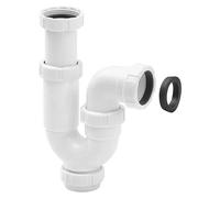 Sifón curvo extensible con tuerca loca (1 ½″, Blanco)