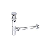 Sifón de baño, desagüe lavabo, latón, desodorizante, sifón, tapón drenaje emergente(Chrome 02)