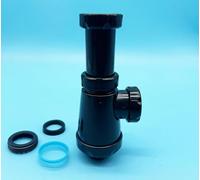 Sifon de Bide color Negro | Sifon de Botella corto Extensible salida Horizontal con Racor