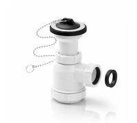 Sifón de Botella Corto Extensible para Lavabo y Bidé | Racor 1" 1/2 | Salida Ø40 mm con Reducción Ø32 mm | Antiolor, Antifugas | Polipropileno | Incluye Válvula | Instalación Fácil | F-3 Fluvia