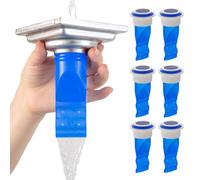 Sifón de suelo de ducha sin descarga - Válvula con filtro separador de pelo y sellador, diseño de silicona antiolor para cuarto de baño | Kit de 6 piezas para evitar tapones y reflujos