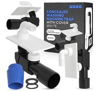 Sifón empotrado, color blanco, 40/50 mm, para lavadora, lavavajillas, con roseta, conector de manguera, conector de desagüe