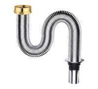 Sifón flexible de acero inoxidable para fregadero con sello a prueba y resistencia al calor, diseñado para una fácil adaptación a los sistemas de drenaje del fregadero (120 cm)