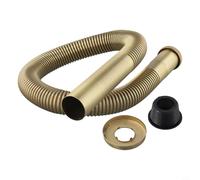 Sifón flexible de latón para lavabo, fregadero y bañera, conector DN30, diámetro de la cabeza de 32 mm/30 mm, extensible hasta 80 cm, color marrón envejecido