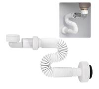 Sifon Lavabo Reemplazable Flexible de G1 1/4 Pulgadas Antiolor, Tubo Desague Lavabo Blanco anti-Obstrucción, Diseño Compacto Sifon Cocina Fregadero para Cocina y Baño, Manguera Flexible Extensible