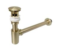 SifóN Para Botellas Matte Brushed Gold Bathroom Wash Basin Waste Trap Plumbing Washroom Sink Bottle Renovation Pop Up Drain Stopper(Matte Gold NO hole)