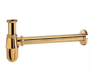 Sifón para lavabo tipo botella con tubo inferior extensible de latón acabado en oro TRES